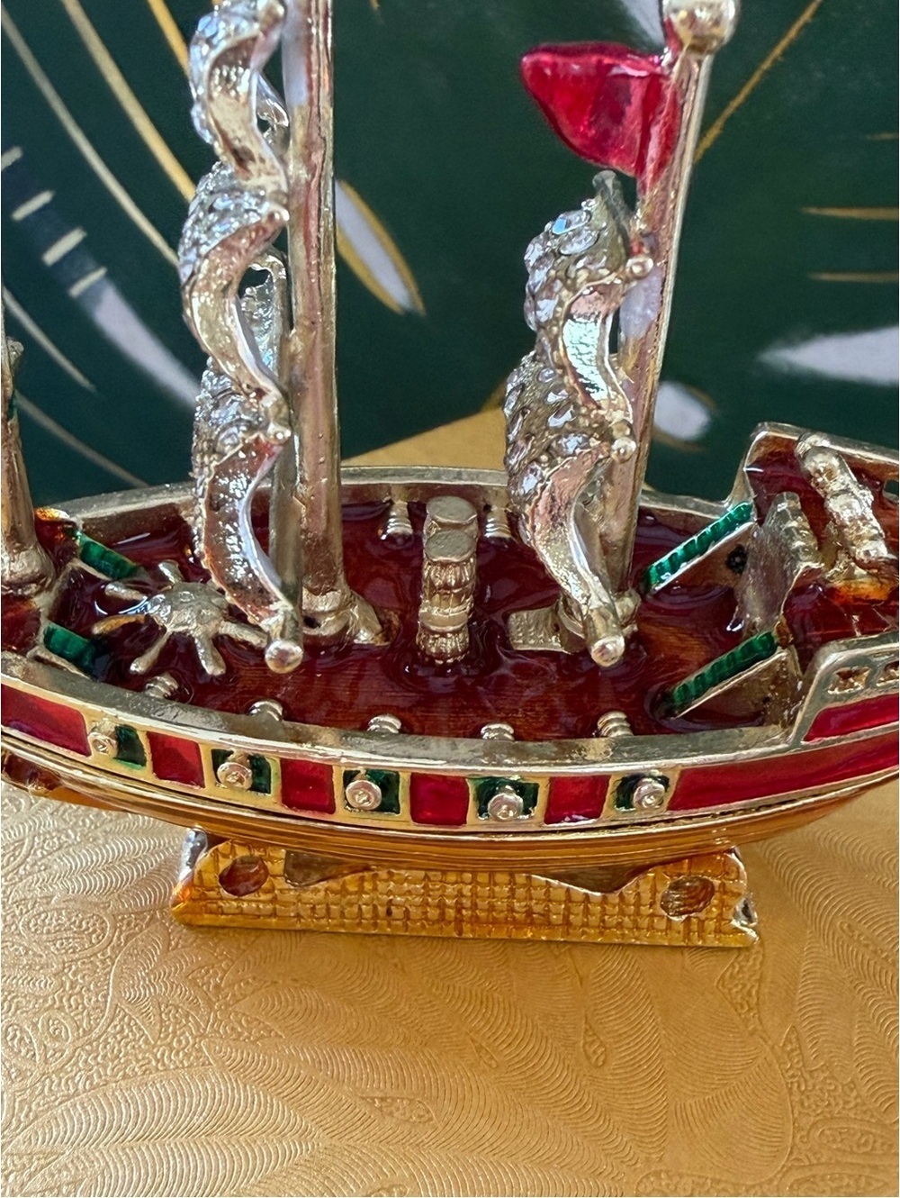 Pirate Ship Trinket Box Crystal Enamel Treasure Keepsake NIB - Picture 5 of 9